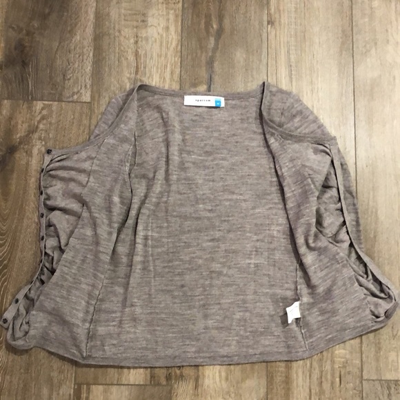 ANTHRO / SPARROW Merino Wool Snap Front Ruched Cardi Sweater - Picture 6 of 8